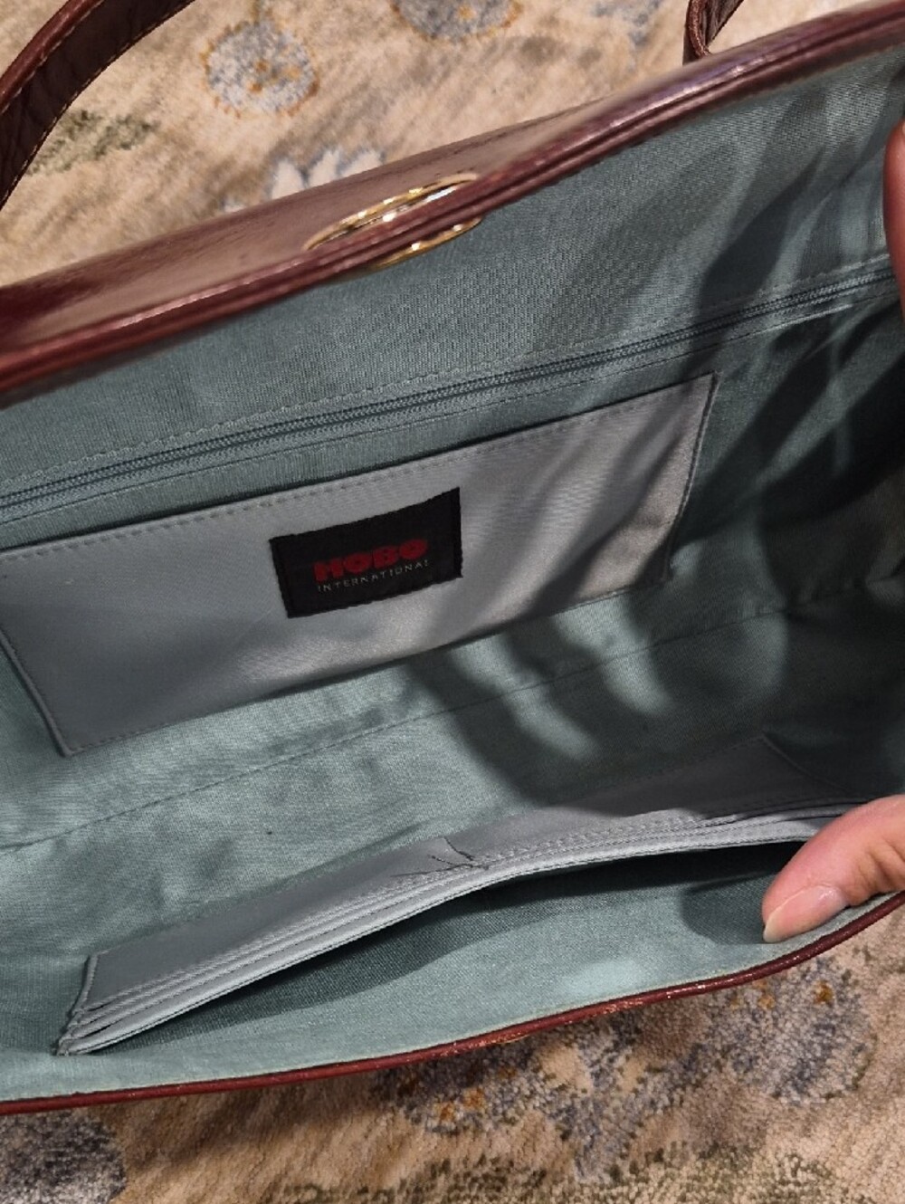 Classic Leather Top-Handle Clutch in Deep Burgundy - Picture 12 of 14